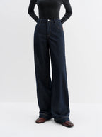 FSLE Straight High Waist Jeans for Women Winter Solid Simple All-match 2025 New Long and Short Versatile Pants Korean Style - Matrix-studios.com