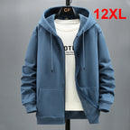 Plus Size 10XL 12XL Hoodie Men Autumn Winter Fleece Hoodies Solid Color Jacket Hoodies Big Size 12XL Blue Black Red Grey - Matrix Studios