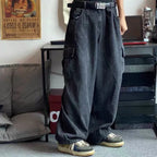 Baggy Jeans Men's Oversize Cargo Korean Black Wide Pants Streetwear Hip Hop Harajuku Male Fashion Straight Denim Pants - Matrix Studios