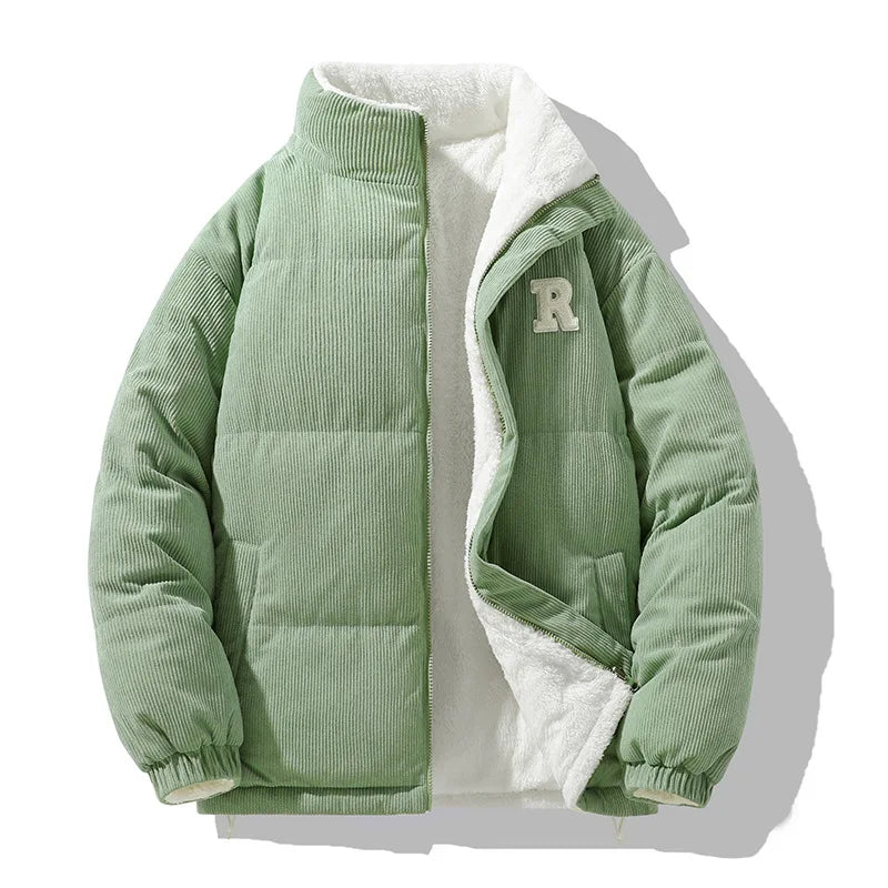 New Winter Men Reversible Corduroy Down Jackets Stand Collar Warm Parkas Fashion Male Casual Thicker Coats Man Slim Jackets 3XL - Matrix Studios
