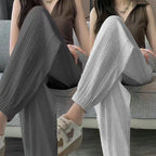 Thin Casual Wide Leg Harem Ankle-Length Pants Solid Elastic Waist Women New In ClothingSweet Streetweat Summer Long Trousers OL
