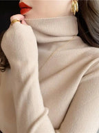 2026 Autumn Winter Basic Slim Soft Solid Color Turtleneck Sweater Pullover Women Casual Long Sleeve Chic Bottom Knitted Jumper - Matrix Studios