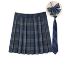 Women Summer Plaid Pleated Skirt With Necktie Bowtie Korean Jk Skirt Uniform Japanese School Preppy A Line Mini Skirts - Matrix-studios.com
