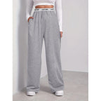 Women's Fashion Pants High Waist Webbing Loose Women's Wide Leg Pants Solid Colour Casual Female Pants Autumn Daily Wear