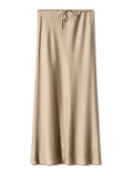 Brown Long Satin Skirts Women Luxury Maxi Autumn Summer High Waist Silk Black Skirt Long Straight Shining Beige Satin Skirt Maxi - Matrix-studios.com