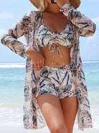 3 Pieces Tie Dye Bikinis Swimsuit 2026 New Women Drawstring Front Swimwear Female High Waist Shorts Bathers Swim Suit Beachwear - Matrix-studios.com