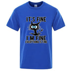 Men's High Quality T-shirt Cotton Blend Funny Cool Cat Printed T-shirt Casual Men Short Sleeve T-shirt for Men T-Shirt Male Top - Matrix Studios
