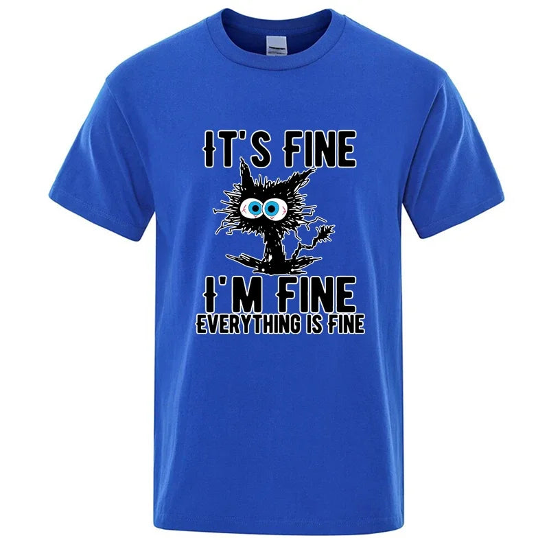 Men's High Quality T-shirt Cotton Blend Funny Cool Cat Printed T-shirt Casual Men Short Sleeve T-shirt for Men T-Shirt Male Top - Matrix Studios