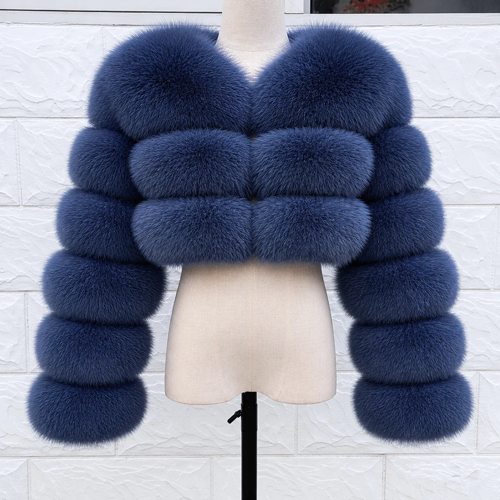 QUEENTINA Real Fox Fur Coat 30cm Women'S New Fashion Winter Leather And Skin White Clothing Natural New In Coats & Jackets - Matrix Studios