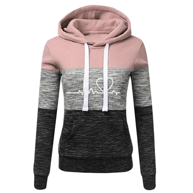 Women Tracksuit Printing Hooded Sweatshirt Sweatpant Color Block Versatile Casual Jogging Pullovers Sport Trousers Outfits S-3XL - Matrix-studios.com