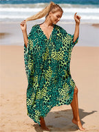Plus Size Womens Animal Print Kaftan Dresses Caftans Swimwear Coverups Summer Bathing Suit Long Beach Dress - Matrix Studios