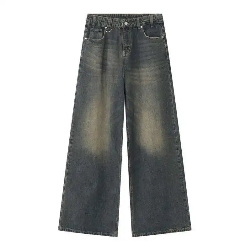 IEFB Vintage Camouflage Men's Jeans Fashion Washed Casual Wide Leg Denim Pants Autumn Winter Loose Male Trousers Old Blue 9C354 - Matrix Studios