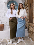 AS SS26  stretch denim skirt fashion lady wear elastic fabric ( waist expands about 2-3cm) - Matrix-studios.com