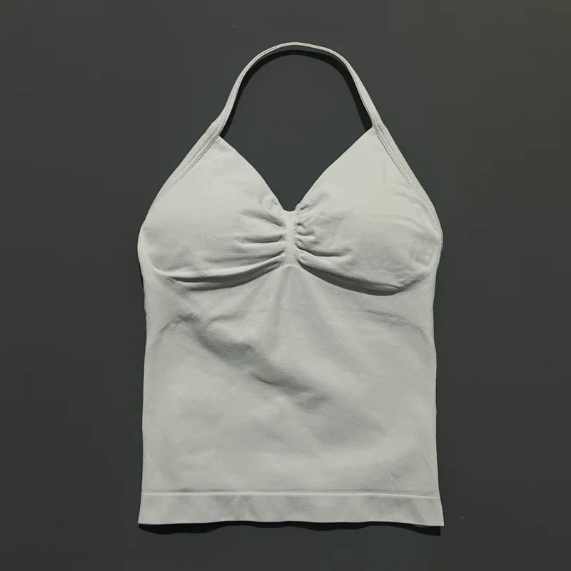 Women Solid Color Yoga Sports Tank Top Sleeveless Quick Dry Breathable Elastic Slim Fit Gym Workout Running Fitness Soft Skin - Matrix-studios.com
