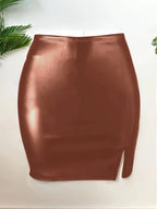 Sexy High Waist Wrapped Hip Skirt Women Leather Black Comfortable Split Short Lady Skirt Party Dress Nightclub - Matrix-studios.com