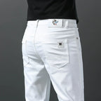 2026 Spring New Men Slim Jeans 98% Cotton White Stretch Straight Casual Fashion Pencil Pants High Quality Trousers Male Clothes - Matrix Studios