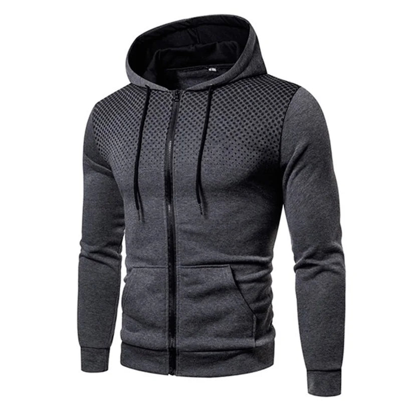 Men's Zip Up Hoodie Pocket Polka Pot Print Hooded Sweatshirt Sport Outdoor Casual Slim Fit Men Spring AutumnZipper Hoodie - Matrix Studios