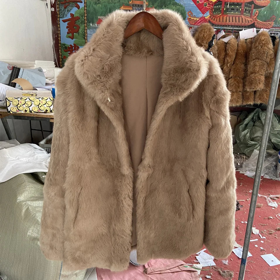 Fancy Rani Real Fur Coat Women Natural Rabbit Winter Jacket Leather And Fur Women's Long Clothing Female Outerwears With 2025 - Matrix Studios