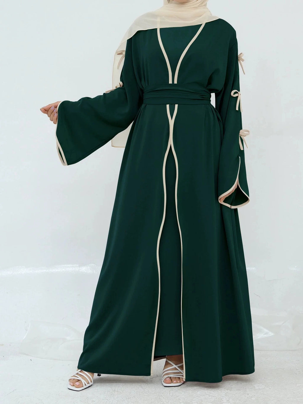 Muslim Abaya Women Dress Dubai Women Dress Bow Caftan Lace-up Floral Dresses Islamic Pakistan Moroccan Kaftan 2026 Robe - Matrix-studios.com
