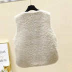 Lamb's Fleece Vests Jacket New Spring Autumn Women Button Waistcoat Winter Warm Fleece Sleeveless Outwear Female - Matrix Studios