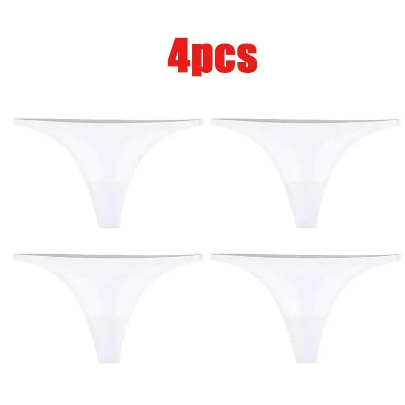 1-6pcs Seamless Panties Ice Silk Seamless Panties For Women Soft Thin Thongs Woman Satin Underwear Female Bikini String Panties - Matrix Studios