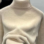 Women's Turtleneck Sweater Faux Mink Top for Women Solid Plush Thickened Warm Bottoming Shirts Basic Knitwear Thermal Pullovers - Matrix Studios