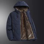 Winter Men's Fleece Warm Down Parkas Fashion Men Cotton Thick Padded Coats Men Thermal Windbreaker Hooded Overcoats Clothing - Matrix Studios