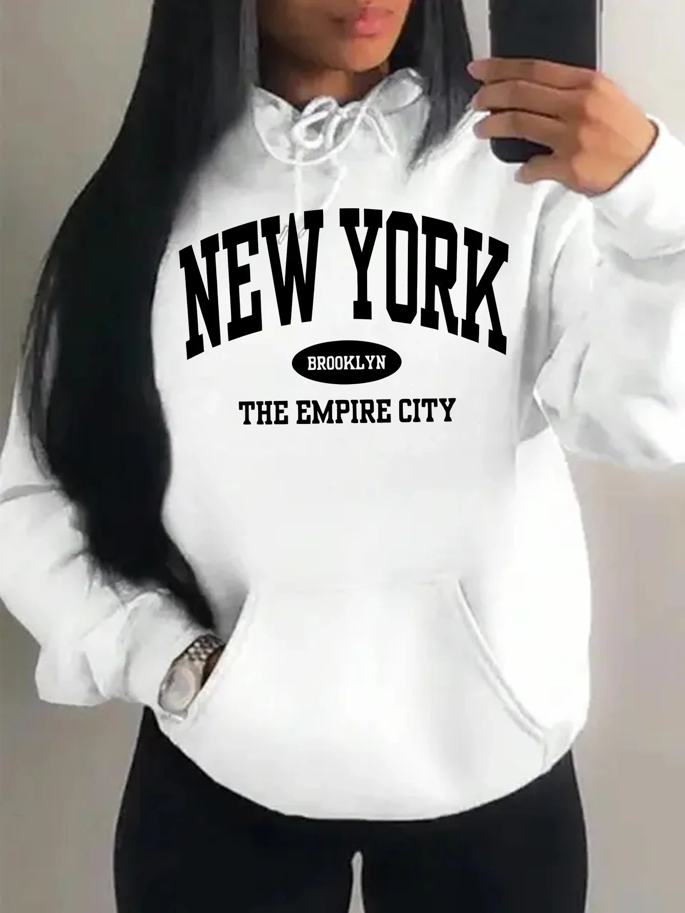 New York City Brooklyn Creative Letter Printed Female Hoodies Multicolor Loose Hoody Y2K Street Sportswear Fleece Hoodie Unisex