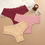 3Pcs/set Women Cotton Lace Panties Floral Intimate Underwear Trendy Patchwork Lace Briefs Female Soft Underpants Lingerie S-XL - Matrix Studios