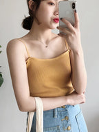 2025 Casual Women Halter Crop Tops Summer Sleeveless Camis Backless Strap Tank Top Slim Solid Short Female Tube Cropped Vest - Matrix-studios.com