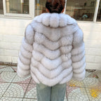 QUEENTINA Winter New Women's Real Fox Fur Coat With Collar Overcoat Leather Female Natural Plus Size - Matrix Studios
