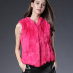 Fancy Rani Real Rabbit Fur Vest Short Natural Jacket For Women Fashion Leather Autumn Winter Spring Outwear High Quality - Matrix Studios