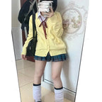 Original anime yellow jk uniform sweater 2025 new autumn and winter Japanese knitted cardigan college style jacket women's top - Matrix Studios