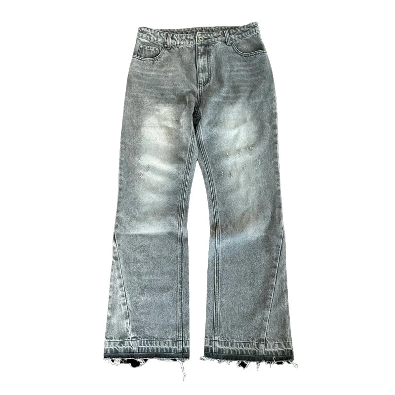 Y2K Retro Jeans Light Color Dollar Pattern Embroidery Splice Denim Pants Gothic Hip Hop Streetwear Men Women Fashion Baggy Pants - Matrix Studios