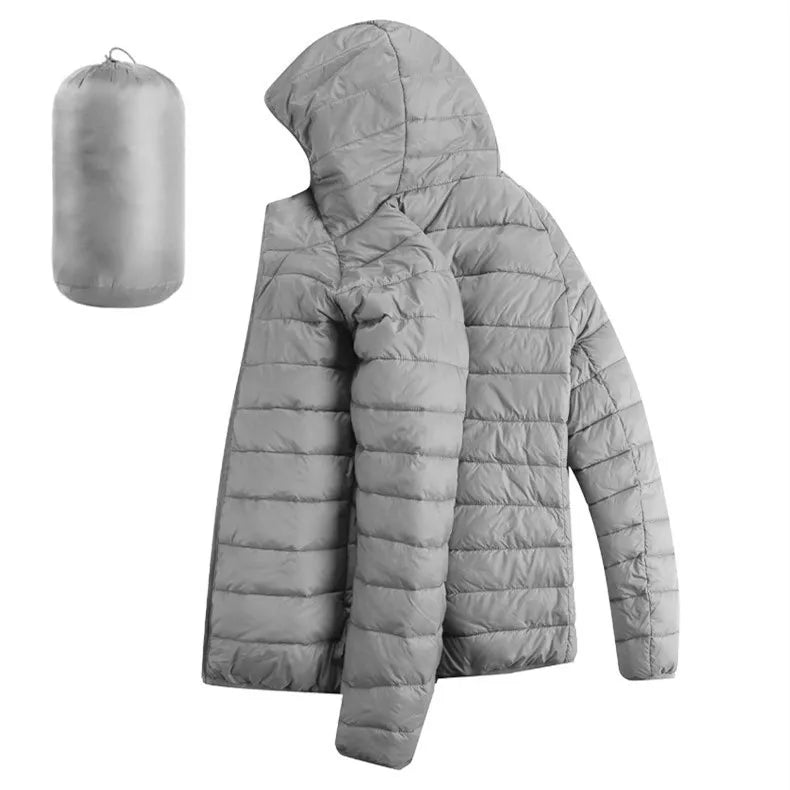 Men Hiking Down Cotton Jacket Hooded Lightweight Parkas Zip Pocket Fashion Outerwear Casual Padded Jacket and Coat Men Winter - Matrix Studios