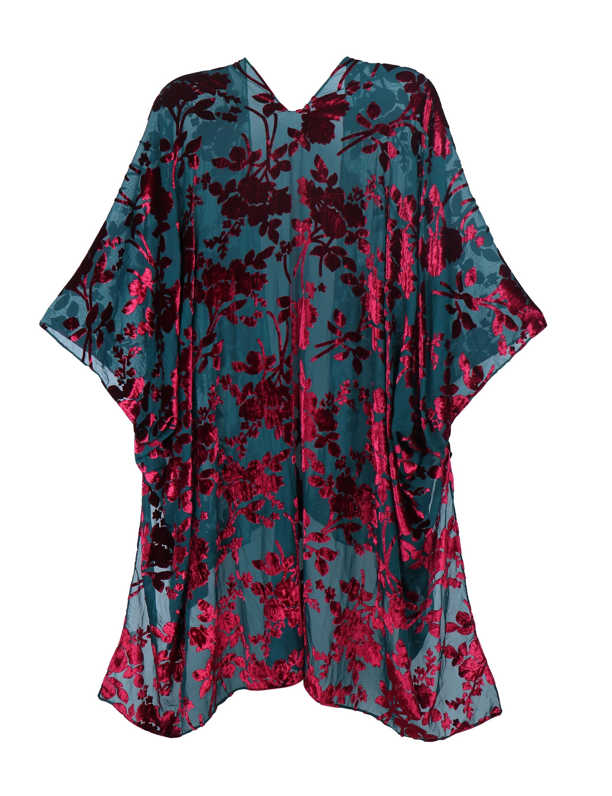 WeHello Bohemian Women's Burnout Velvet Kimono Long Cardigan With Beach Coverup Luxury Holiday Cardigan Shawl Tassel Chiffon - Matrix Studios