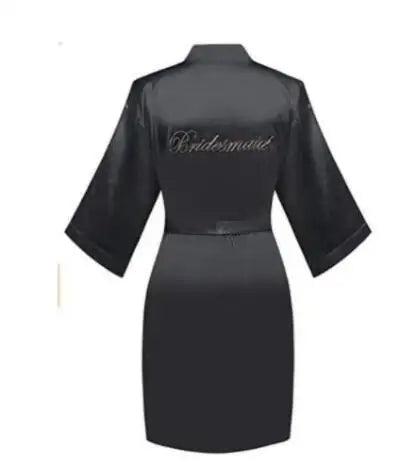 Bride Bridesmaid Wedding Robe Embroidery Kimono Bathrobe Gown Nightgown Casual Satin Short Women Sexy Nightwear Sleepwear - Matrix-studios.com