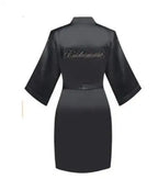 Bride Bridesmaid Wedding Robe Embroidery Kimono Bathrobe Gown Nightgown Casual Satin Short Women Sexy Nightwear Sleepwear - Matrix-studios.com