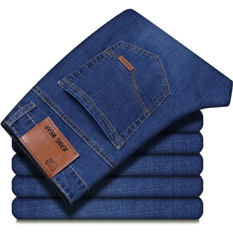 2025 New Business Men's Jeans Casual Comfortable Straight Stretch Fashion male Classic Premium Blue Black Denim trousers - Matrix Studios