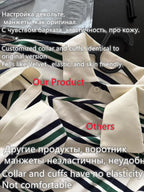 Summer Ladies Polo Shirts Woman Shorts Short Sleeve Brown Striped Vintage Clothes Polo Shirts Mujer Streetwear Crop Tops Casual - Matrix-studios.com