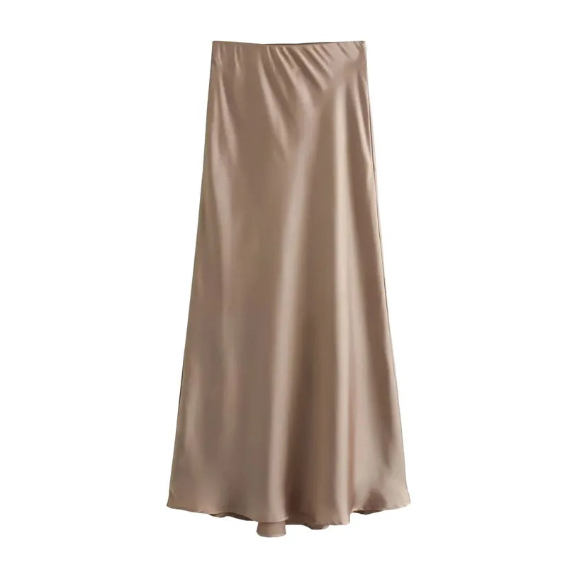MUJER Woman 2026 Satin Skirt Women High Waist Long Skirts For Women Summer Black Midi Skirt Woman Office Elegant Women's Skirts - Matrix-studios.com