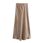 MUJER Woman 2026 Satin Skirt Women High Waist Long Skirts For Women Summer Black Midi Skirt Woman Office Elegant Women's Skirts - Matrix-studios.com