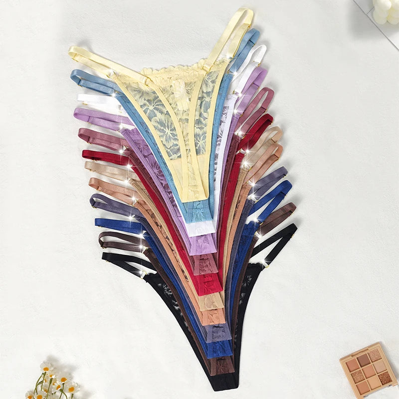 12pcs/Set Low Rise Sexy Women's G-string Breathable Comfortable Female Lingerie Erotic Elegant Lady Thongs Underwear Panties - Matrix Studios