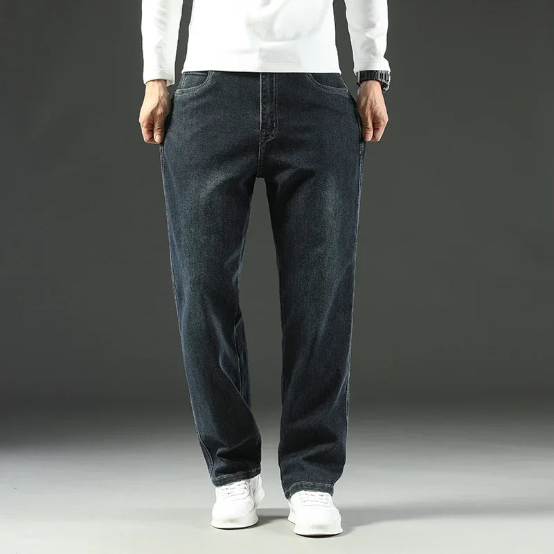 2026 New Spring and Autumn Men's Jeans, Loose, Comfortable, Straight, Business Casual, Versatile Wide-leg Business Trousers - Matrix Studios