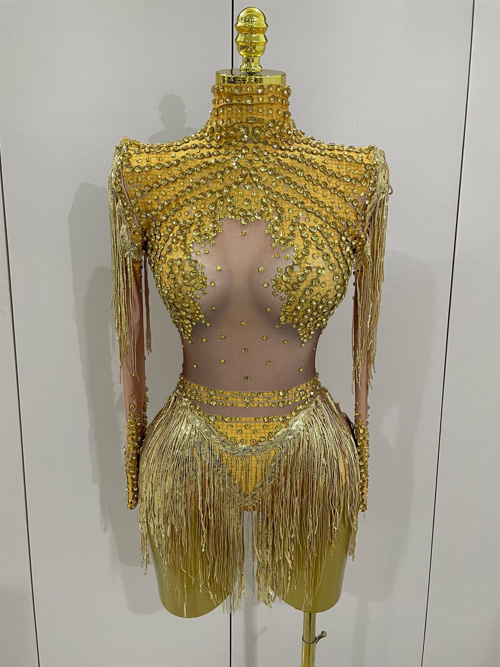 Women Sparkly Rhinestone Sequin Tassel Stretch Bodysuits 2025 New Arrival Birthday Party Nightclub Dj Stage Performance Costume - Matrix Studios