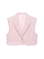 Women's Chic Vest Tops Fashion Cropped Waistcoat Sleeveless Lapel Collar Female Outerwear - Matrix Studios