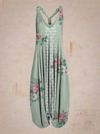 Wide Leg Bohemian Loose Overall Jumpsuit Ethnic Mandala Vintage Paisley Printing Women Rompers Backless Harem Bloomers Playsuit - Matrix Studios
