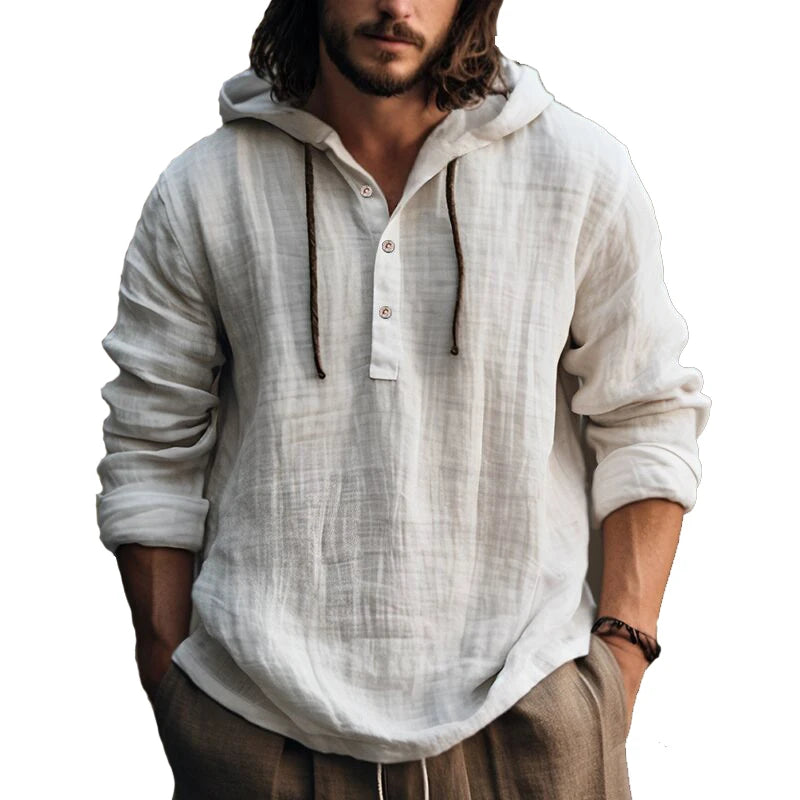 2024 New Men's Casual Blouse Cotton Linen Shirt Loose Tops Long Sleeve Tee Shirt Spring Autumn Casual Men's Shirts - Matrix Studios