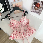 Sexy Slim  Corset ruffle print Chic Korean Camis Tank Top Basic Fashion Off Shoulder Summer Women Clothing - Matrix-studios.com