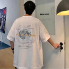 30kg To 120kg Korean Style Lazy Feeling Wearing Moon Pattern T-shirt Daily Basic Top Casual Versatile Shirt - Matrix Studios